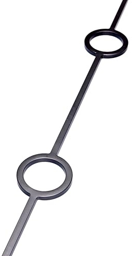 Black Metal Stair Spindle with Two Decorative Circles – 1118mm x 13mm – Mild Steel Baluster – Powder-Coated – Modern Staircase Railing for Wood Handrails - Rowantree