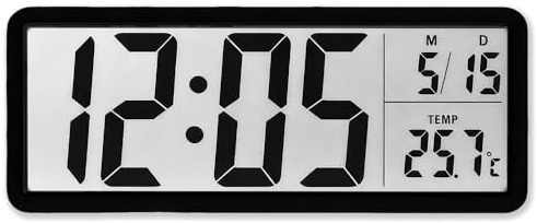 Digital Wall Clock, ZMCOVE 8'' Digital Wall Clock Battery Operated and USB Plug In, Wall Clocks with Temperature, Date Display, Minimalist DigitalClock Wall for Bedroom Desk School Office (Black)
