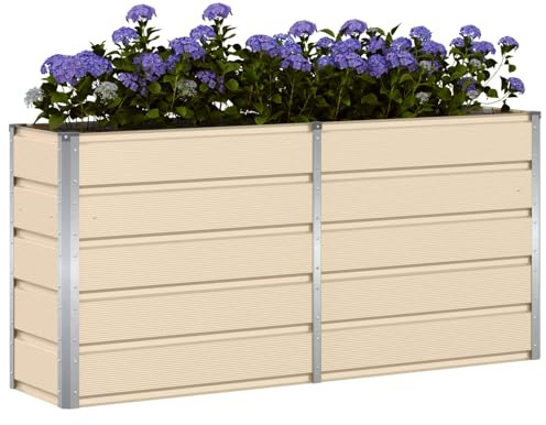 vidaXL Pflanzkübel Elfenbein 160 x 40 x 75 cm Stahl