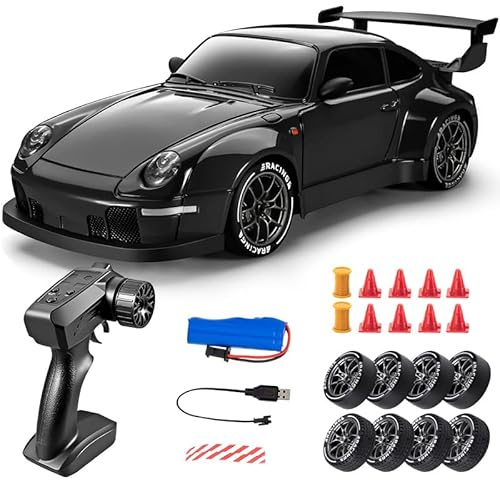 Meiurlex 1:24 RC Drift Auto, 2,4GHz Ferngesteuertes Auto mit LED-Beleuchtung, 4WD Hochgeschwindigkeits RC Drift Car Fahrzeug, Geschenk für Erwachsene