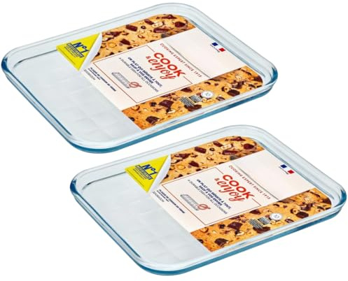 Glass Baking Tray Ovenproof Heat Resistant Scratch Resistant 32x26cm Safe for Dishwasher, Refrigerator, Freezer (2)