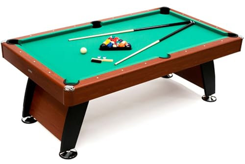 PL Ociotrends Mesa de Billar Semi Profesional Alejandría | Color Verde Clásico con Niveladores en Todas Las Patas | Incluye Juego Completo de Accesorios