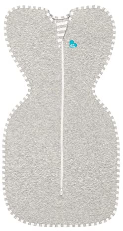 Love To Dream Pucksack, Baby Erstausstattung Neugeboren (2,2-3,8kg), ideal für Moderate Temperaturen 20-24°C, Arme hoch Position, zweiweg-Reißverschluss für einfaches Windelwechseln, Schlafsack Grau