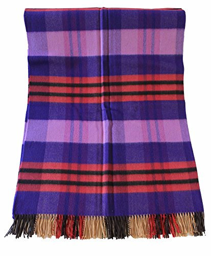 Decke Wolldecke Kuscheldecke Plaid Wohndecke Karo violett fuchsia schwarz 100% Wolle (Merino)