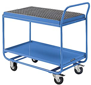 eurokraft | Tischwagen | mit Auffangwanne | Gitterrost und Ablasshahn | lichtblau
