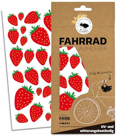style4Bike Fahrradaufkleber Erdbeeren sommerliche Erdbeeren als Fahrrad Tattoo Set für Fahrrad ✓ wetterfeste Aufkleber ✓ | D00008 (ohne Verpackung, 1, Bogen)