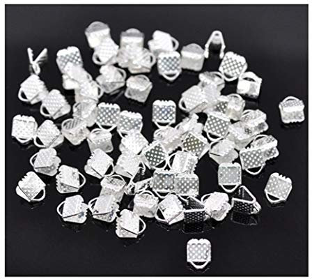 Julz Beads 100 Silver Plated Ribbon End Clamps Cord Ends - 6mm Jewellery Findings J14705K