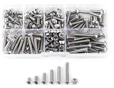 170 Teilig M4 Linsenkopfschrauben Edelstahl SS304 Sechskantschlüssel Kopfschrauben Schrauben Muttern Sortiment Kit Mit Muttern Set