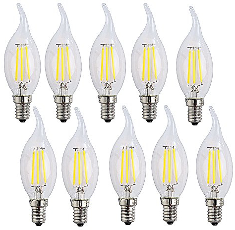 10er Pack E14 LED Filament Birne Retrofit Classic, E14 Leuchtmittel 40W Halogenlampe Ersetzen,E14 C35 Fadenlampe 400LM Kaltweiß 6000K E14 Glühlampe Nicht Dimmbar