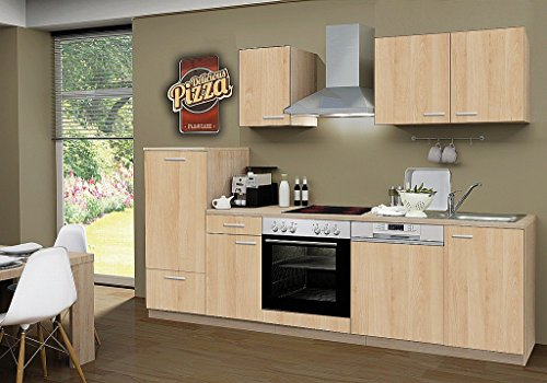idealShopping GmbH Küchenblock ohne Elektrogeräte Classic 270 cm in Sonoma Eiche Nachbildung (Geschirrspüler geeignet)