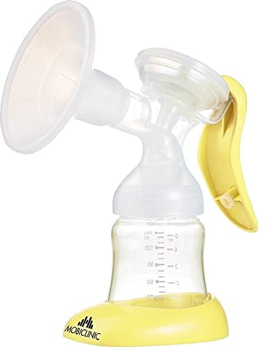 Mobiclinic, Manual Breast Pump, European Brand, Ergonomic Handle, Breast Pump, Silent Pump, Breast Shield, Adjustable, Comfortable, Transparent