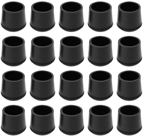 The Lord of the Tools Lot de 20pcs Embouts de Pieds de Chaise en Caoutchouc Noir de 25mm pour Pieds de Table Et de Chaise Capuchons de Protection pour Tuyaux Et Sols