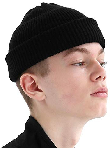 UNDERCONTROL Winter Trawler Fisherman Beanie Herren Damen Unisex Stylische einfarbige Docker-Totenkopfmütze zum Aufrollen, Uhrenkappe, Farbpaket (Schwarz)