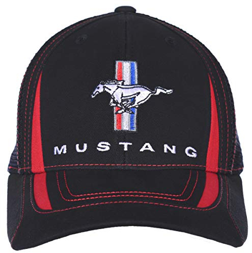 Karierte Flagge Herren Ford Mustang Cap Verstellbar Schwarz Trucker Hat, Schwarz, Einheitsgröße