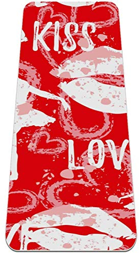 Eslifey abstrakte Ballerina Lippen Liebe Herz Ballett Muster Yogamatte dick rutschfeste Yogamatte für Frauen & Mädchen Übungsmatte Weiche Pilates-Matten (182,9 x 61 cm, 0,6 cm dick)