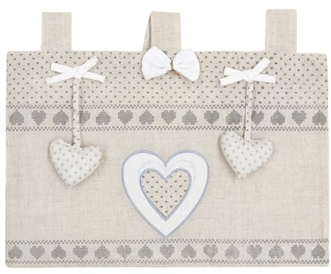 Copriforno Morbido Shabby Chic Cuori Passanti Tessuto Chiusura Copri Forno Cucina mod.COPRIFORNO SHABBY CHIC (A)