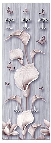 Lupia - Appendiabiti da Parete con Stampa 46x125 cm, 5 Ganci, Design Calle Shabby, Montaggio Facile, Ideale per Ingresso, Corridoio, Soggiorno, Camera da Letto, Legno, 46x125 cm, Legno Ecologico