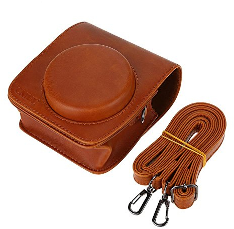 Ladieshow Camera Cover Case,PU Leather Protective Cover Case Bag for Instax Mini 90 with Shoulder Strap(Brown)
