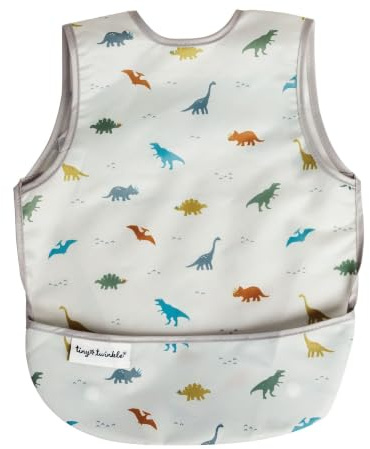 Tiny Twinkle Schmutzfester Baby-Lätzchen – Wasserdichtes Lätzchen für Babygeführtes Abstillen | 100% Recyceltes Polyester, Pflegeleicht & Maschinenwaschbar (Dinosaurier, Klein 6–24 Monate)