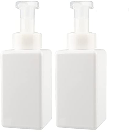ZEOABSY 2 Stück 450ml Quadrat Leere weiß Seifenspender Schäumende Schaumseifenspender Nachfüllbare Seifenflaschen für Schäumende Flüssigseife Küche Bad Kosmetik Shampoos