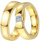 DOOSTI Ring Set Damen Herren Edelstahl Gelbgold vergoldet Partnerringe Verlobungsringe Paar Trauringe Hochzeit Freundschaftsringe Eheringe inkl. Gravur mit Namen (Ring mit Zirkonia, 58)