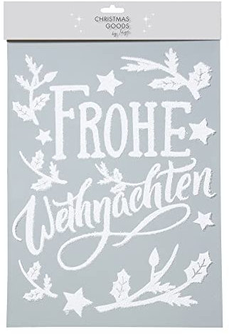 Inge Glas Magic Fensterbild Weihnachten weiß Schneeflocken Fensteraufkleber Sterne Winter (Frohe Weihnachten 40cm)