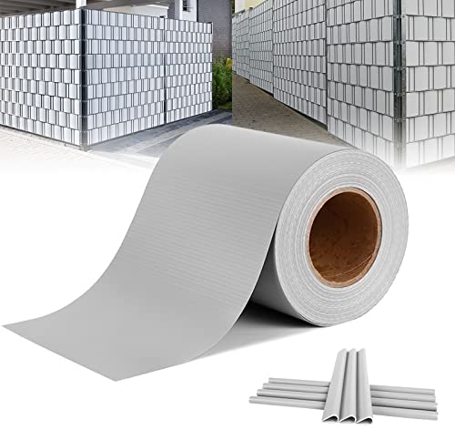 ACXIN PVC Sichtschutzfolie Sichtschutzstreifen Garten Sichtschutz Zaun Inkl. 30 x Befestigungsclips 450g/m² - (19cm*65m Hellgrau)
