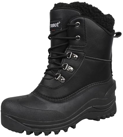 riemot Wasserdicht Schneestiefel Warme Winterstiefel Damen Gefüttert Winterschuhe Winter Rutschfest Stiefel Damen Outdoor Wanderschuhe Trekkingschuhe Winter Boots Damen Schwarz 39 EU