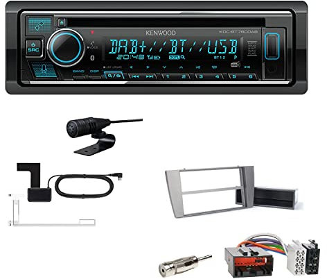 Kenwood KDC-BT760DAB 1-DIN Autoradio CD-Tuner mit Bluetooth Digitalradio DAB+ inkl. Einbauset passend für Jaguar S-Type ab 2002 anthrazit