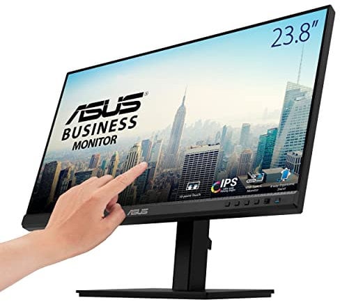 ASUS 24 1080P Multi-Touch Monitor (BE24ECSBT) - Full HD, IPS, 10-Point Touch, IPS, Eye Care, USB-C with Power Delivery, HDMI, DisplayPort Daisy Chain, Height Adjustable, VESA Wall Mountable, Black