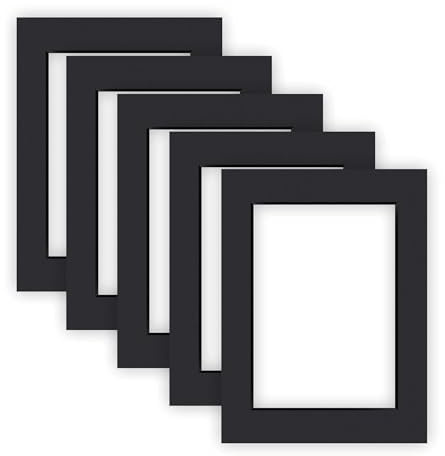 nielsen Conservation Passepartout Karton 2,2 mm | 5er Set | Außenformat 30x40 cm für Bildformat 20,5 x 29,5 cm (DIN A4) | Schwarz | glatte Oberfläche