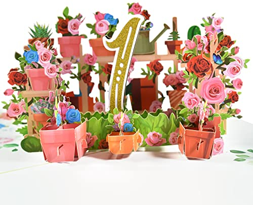 GREETING ART Geburtstagskarte zum 1. Geburtstag,Geburtstagskarte 1 Jahr,Geburtstagskarte 1. Geburtstag,Pop Up Karte zum ersten Jahrestag für Familie, Freunde, Verliebte