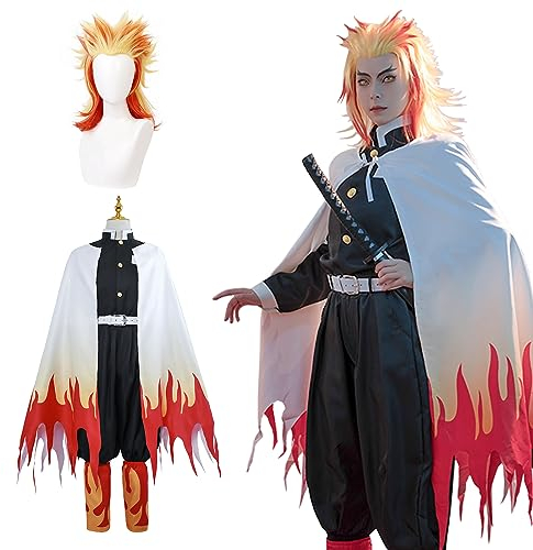Fiamll Rengoku Kyoujurou Cosplay Kostüm Anime Dämonentöter Kyoujurou Rengoku Kostüm Kimono Halloween Karneval Kostüm Kyoujurou Cosplay Outfits M