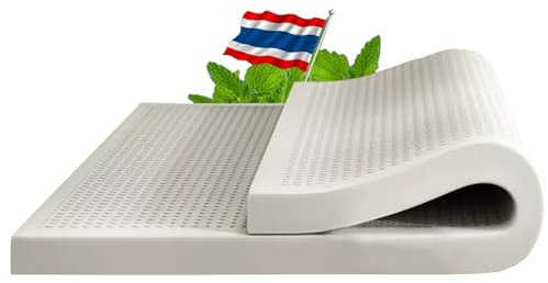 KLUFO Matelas en latex naturel, matelas double en mousse à mémoire de forme en latex pour un sommeil frais et un soulagement de la pression, avec housse de matelas en fibre de bambou respirante,