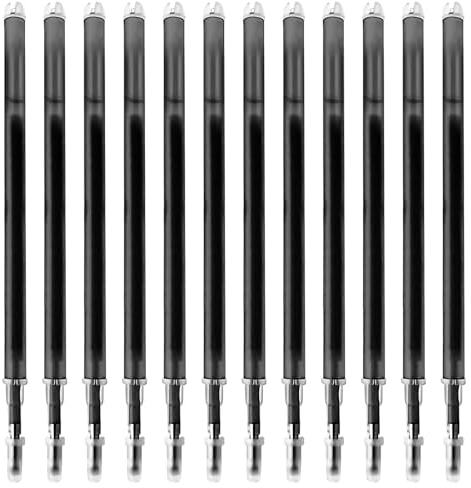 MHDUYEG Frixion Ersatzmine 12 Stk-Upgraded Löschbare Stiftmine 0,7mm, Friction Stifte Ersatzminen Kompatibel mit PIlot Frixion, Gelstift Minen Radierbar 0.7, Frixion Stift Schwarz 400m Schreiblänge