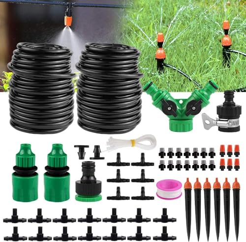 KDP Automatic Drip Irrigation Kits, 98ft/30M Micro Garden Irrigation DIY System Garden Irrigation Adjustable Nozzle Automatic Watering Kits for Garden, Greenhouse, Flower Beds, Lawn and Pot Plants