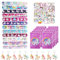 Gadget Compleanno Bambini Unicorno, 82pcs Regalini Fine Festa Compleanno con Sacchetti Regalo Portachiavi Adesivi Braccialetti Slap, Regali Compleanno Bambini, Mini Gadget Compleanno per Bambina