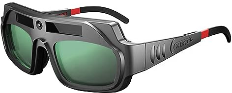 ANNCARY Adjustable Welding Eye Glasses, Solar Powered Welding Glasses with Auto Darkening, Arc PC Lens, Eye Protection, Anti-Glare Welding Goggles for Grinding Plasma Cutting