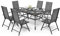 PHIVILLA Gartenmöbel Set Balkonmöbel Gartentisch mit Stühlen152×95 Metall Gartentisch 7-Fach Verstellbar Hochlehner Klappbar Sets of 6, Terassenmöbel Außen Wetterfest Grau