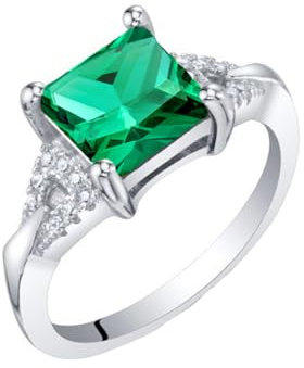 LONAGO 2CT Smaragd Ring für Verlobung 925 Sterling Silber 8mm Prinzessin Cut Grün Smaragd Ring für Frauen Mutter (7)