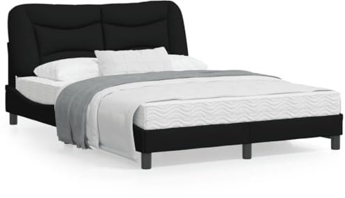 Tidyard Bettgestell mit LED Futonbett Bett Holz Doppelbett/Einzelbett Futonbetten Komfortbett Bettrahmen Schlafzimmerbett Schwarz 120x200 cm Stoff