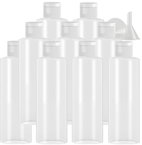 PQPAUTY 48 pièces 200ml Transparent Vide Plastique Bouteille avec Blanc Bouchon à Bascule de Lotion pour lotions crèmes gels shampooing