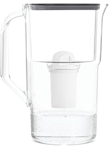 Wessper Wasserfilter Kanne Filterkanne 2,8L mit manueller Filterverschleißanzeige, Wasserfilterkanne Tischwasserfilter Moderne Water Filter Jug Reduziert Chlor Kalk Schwermetalle - Schwarz