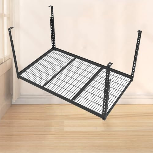 YUZDNM Scaffalature Per Garage Sospese, Scaffali Regolabili Per Montaggio A Soffitto, Pensili Per Garage, Capacità Di Peso 150 Kg, 115 × 70 Cm, Nero
