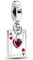 PANDORA Moments Disney Villains Herzkönigin Doppelter Charm-Anhänger aus Sterling Silber mit künstlichem Kristall, Kompatibel Moments Armbänder, 793420C01