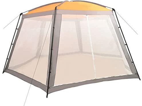 Iiaky Pool Tent Fabric 660x580x250 cm Grey,Hot Tub Spa Pop Up Canopy Cover and Camping Shelter, Ground Sheet and Screw-in Ground Pegs