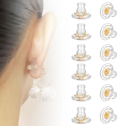 12 Stück Hypoallergener Silikon-Ersatz für Ohrring Stopper Schnalle, Universelle Ohrringverschlüsse