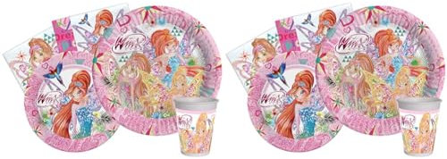 Ciao Y4956 Winx Party Tableware Set, Single, Pink, 8 people (Packung mit 2)