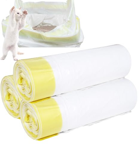 3 Rollen/60 Stück 94 * 45cm Katzentoilettenbeutel, Mülltüten mit Tragegrif Katzentoiletteneinlagen Reißfest Flüssigkeitsdicht verdicken Katzenstreutasche Katzentoilette Beutel mit 10 kg Tragkraft