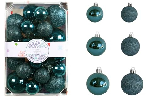 Weihnachtskugeln Kunststoff Set, 26 Stücke Christbaumkugeln Deko Weihnachten, Weihnachtsbaumschmuck mit Aufhänger Bruchsicher, Baumschmuck Weihnachten Weihnachtskugeln (Dunkelgrün)